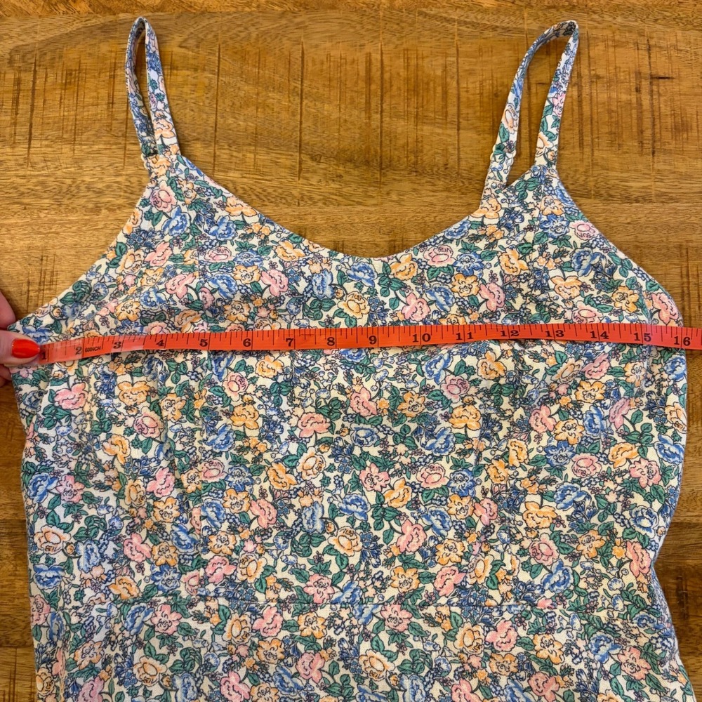 Old Navy Ditsy Floral Mini Dress M Linen Blend Cottagecore Smocked Fit & Flare - Picture 9 of 11